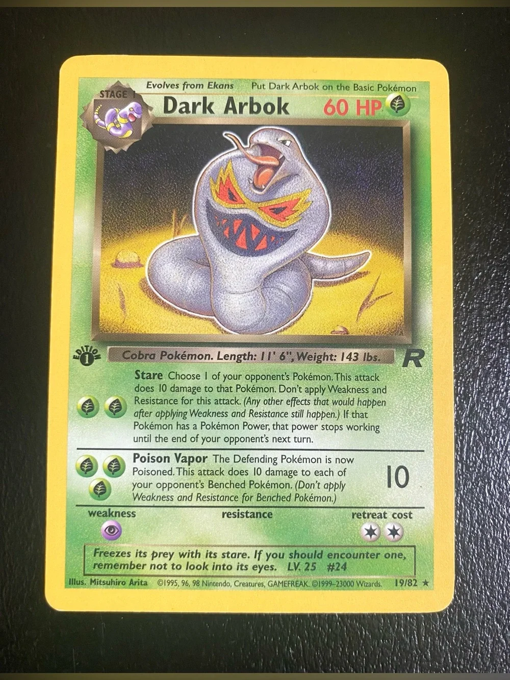 Pokémon Dark Arbok 19/82 1st Edition